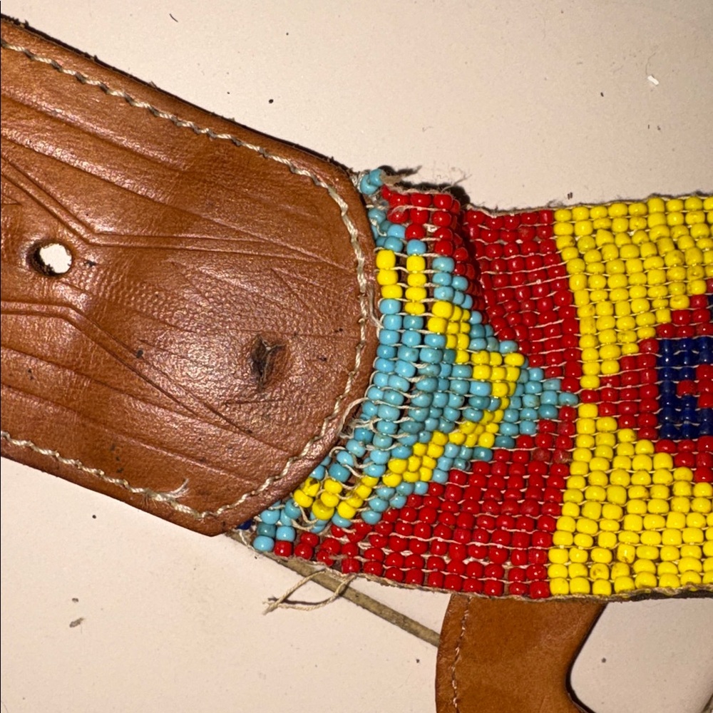 Vintage Southwestern Beaded & Leather Western Belt Sz SMALL* - Picture 9 of 10